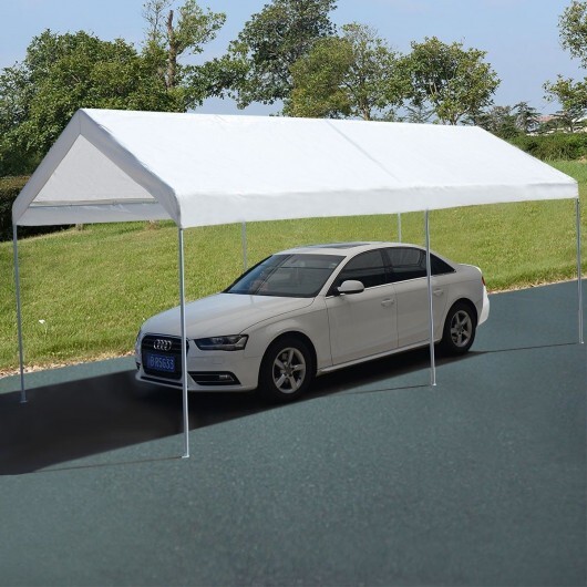 10 x 20 Feet Steel Frame Portable Car Canopy Shelter - Color: White - Image 3
