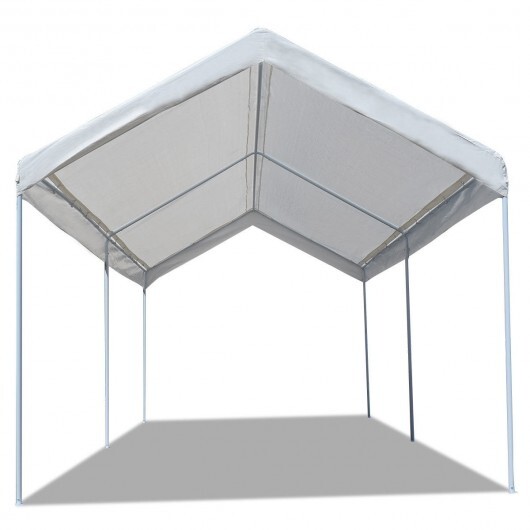 10 x 20 Feet Steel Frame Portable Car Canopy Shelter - Color: White - Image 4