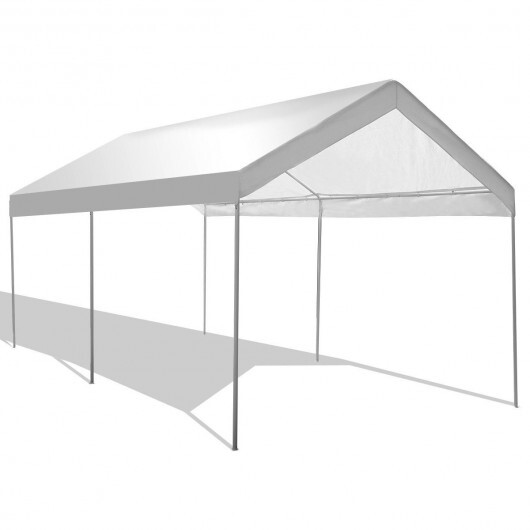 10 x 20 Feet Steel Frame Portable Car Canopy Shelter - Color: White - Image 5