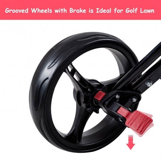 4 Wheel Folding Golf Pull Push Cart Trolley - Color: Black - Image 3