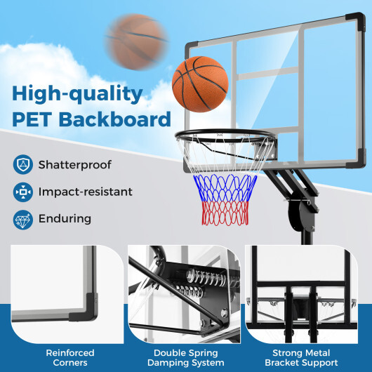 4.9-10 Feet Adjustable Basketball Hoop with Shatterproof Backboard - Image 5