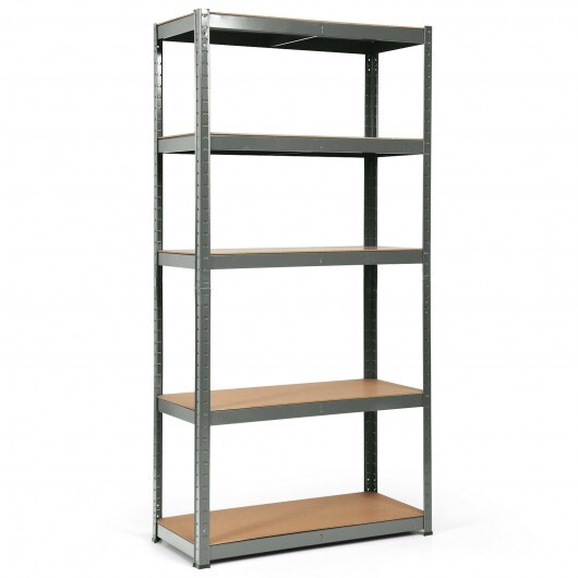 72 Inch Storage Rack with 5 Adjustable Shelves for Books Kitchenware-Gray - Color: Gray