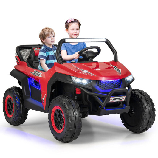 12V 2-Seater Kids Ride on UTV with Slow Start Function Music-Red - Color: Red - Image 4
