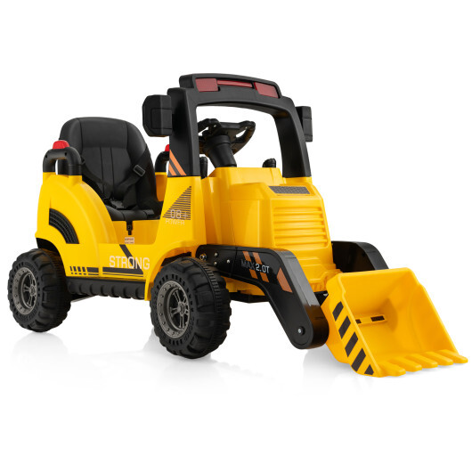12V Kids Ride On Construction Tractor with Electric Adjustable Bucket-Yellow - Color: Yellow - Image 4