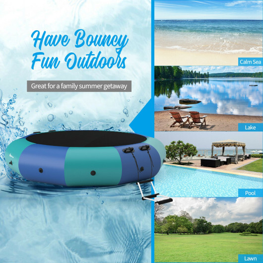 10 Feet Inflatable Splash Padded Water Bouncer Trampoline-Blue - Color: Blue - Image 3