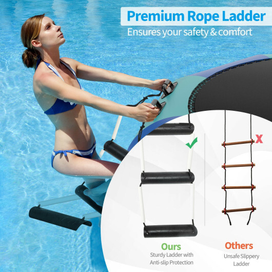 10 Feet Inflatable Splash Padded Water Bouncer Trampoline-Blue - Color: Blue - Image 5