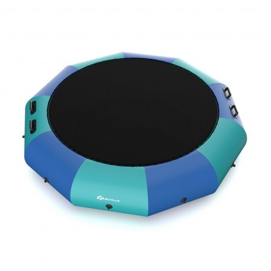 12 Feet Inflatable Splash Padded Water Bouncer Trampoline-Blue - Color: Blue